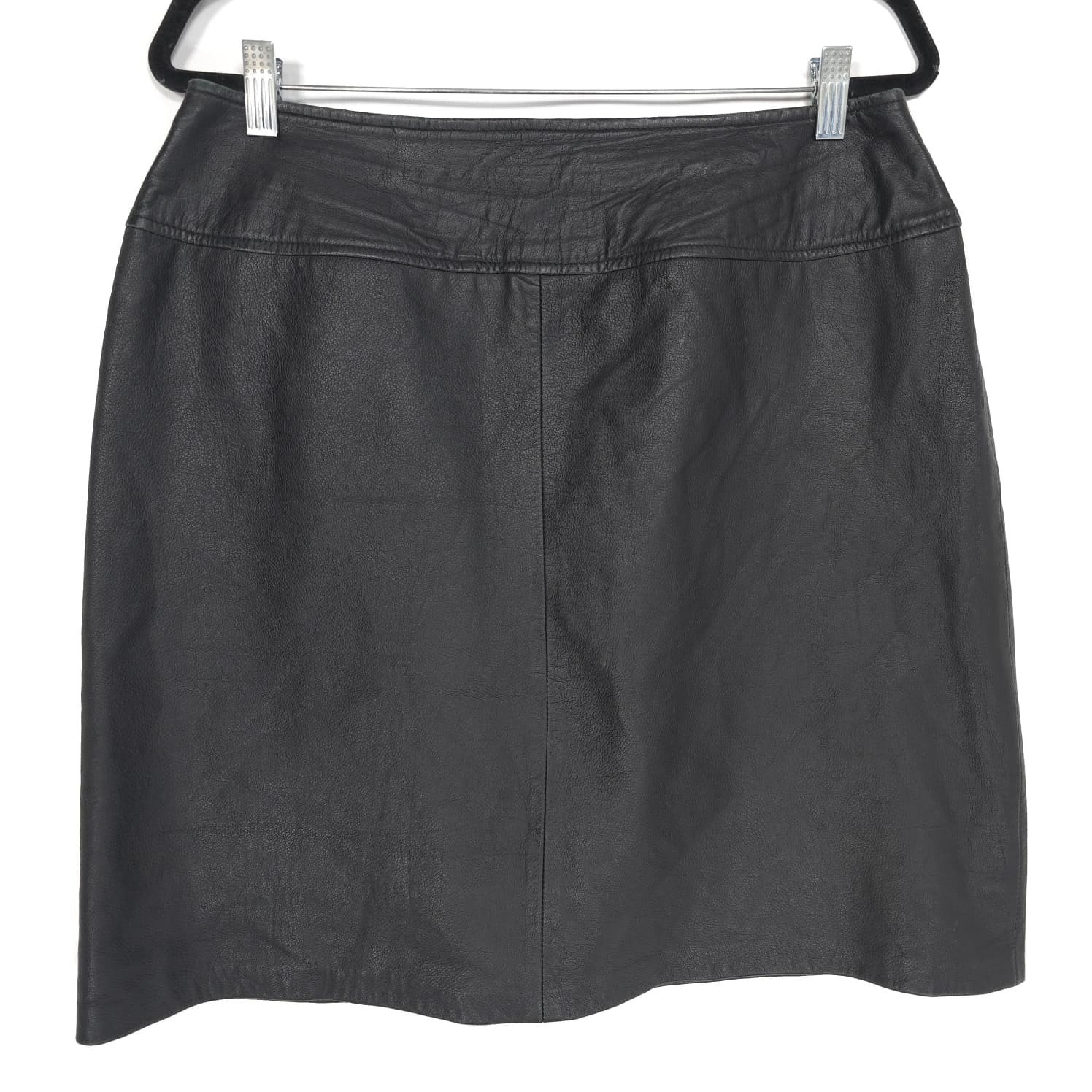Villager Liz Claiborne Genuine Leather Mini Skirt Black Lined Women's Size 14